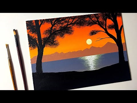 Easy Sunset Painting for Beginners | Acrylic Painting Tutorial Step by Step