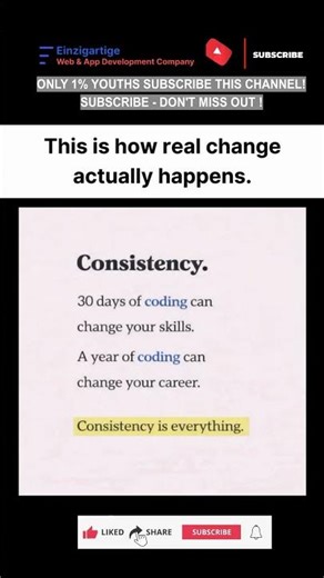 Subscribe 👍 | Real Change Happens with Daily Coding & Consistency #shorts #viral #youtubeshorts