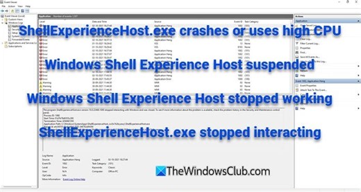 ShellExperienceHost.exe crashes, suspended or stopped working in Windows 11
