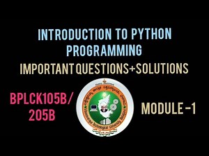 Introduction to python programming vtu important questions with answers|BPLCK105B/205B|#vtu