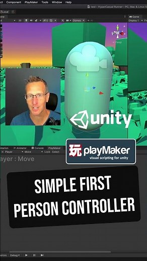 Easy - First Person Player Movement using Unity with Playmaker - Beginner Game Dev Tutorial #Shorts