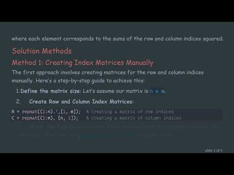 Creating a Matrix with Function Values Based on Indexes in Matlab