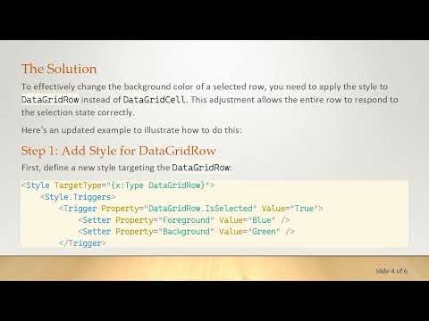How to Change the Background Color of Selected Rows in WPF DataGrid