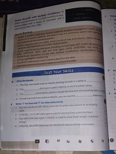 Fill in the blanks  The SQL command used to modify existing rec... | Filo