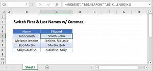 Switch First & Last Names w/ Commas - Excel & Google Sheets