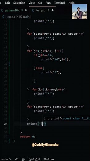 💡 Amazing Pattern Program in C Language | Must Try! 💻 #shorts