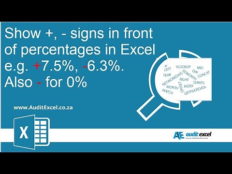 Excel show plus (+) or minus (-) sign in front of percentage (or number), and make 0% appear as -
