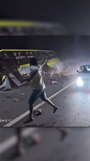 Bus crash down at highway