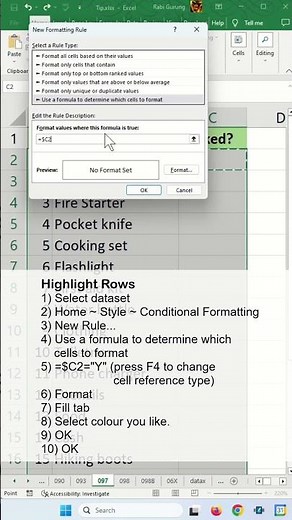 Conditional formatting for entire row based on data in one cell - Excel Tips and Tricks