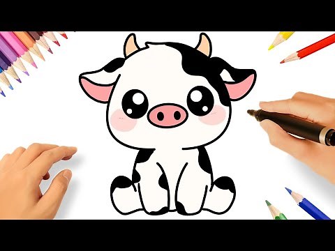 HOW TO DRAW A CUTE COW KAWAII EASY 🐮