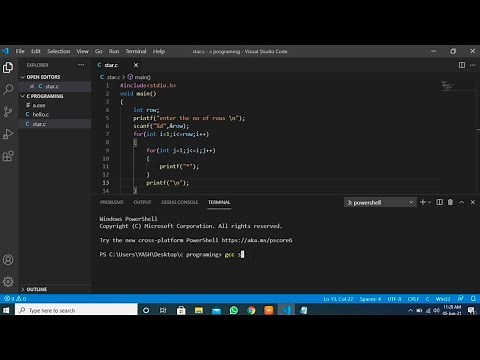 C Program to Print Star (*) Pattern - 1 by Visual Studio Code