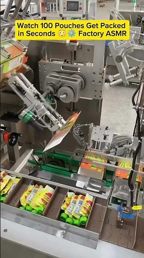 This Machine Packs 100 Pouches Per Minute… No Human Can Match This 🤯📦 #asmr #factory #tech