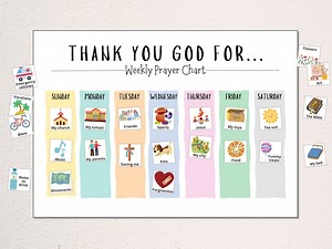 Weekly Prayer Chart for Kids and Preschoolers, Printable, Visual Routine Picture Chart With Cards, - Etsy