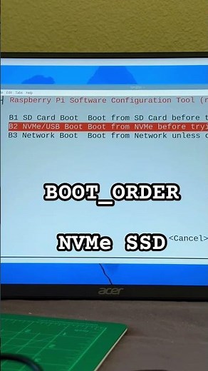 How to change the BOOT_ORDER on a Raspberry Pi with a RPI HAT+ to boot from the NVMe SSD.