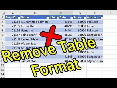 How to remove Table in Excel without losing Data