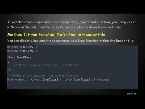 How to Overload the == Operator in C+ + Without Using a Friend Function
