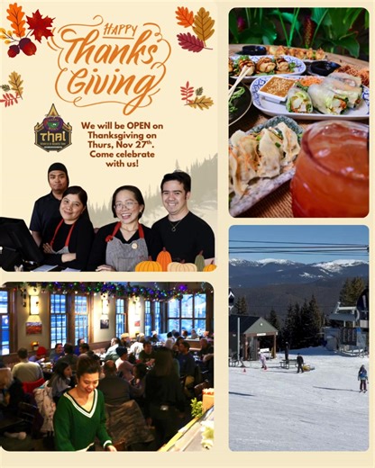🦃 We’re OPEN on Thanksgiving & ALL WEEKEND! COME CELEBRATE WITH US! Come celebrate with warm bowls, bold Thai flavors, cocktails, and après-ski vibes right in Breck! ❄️🎉 Bring your crew, fuel up after a day on the mountain, and make Bangkok Happy Bowl part of your holiday weekend tradition. 🍽️ Breckenridge Weekly Specials Not combinable with other offers or promotions. 🍣 Sushi Sundays 50% off select classic sushi rolls | 4 PM – close 🍜 Wednesday Noodle Night BOGO FREE noodles — buy one nood