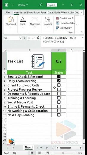To-Do List in Excel in 1 minute | Create a Task List in Excel #exceltricks #ToDoList #ExcelShorts
