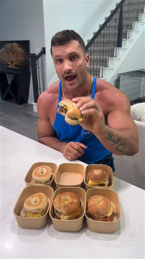 Cameron Dukes on Instagram: "310 calories 34g protein 14g carbs 9g fats makes 6 sandwiches Don’t forget to check out my cookbook or meal plans I highly suggest that you pick up some egg molds ingredients 1 pound lean turkey sausage 6 eggs 6 slices of American cheese 6 sola plain bagels Instructions Mold sausages into the egg molds Cook up six eggs over medium Toast up your bagels if you want to I chose to Six slices of American cheese over the eggs once they’re almost done Very simple meal prep