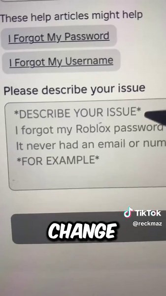 Reset Roblox Password Without Email or Phone