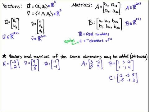 Adding and Substracting Vectors and Matrices