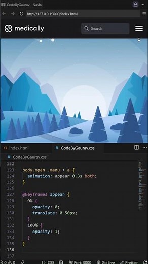 🌐Clean & Responsive Header with HTML & CSS #webdevelopment #coding #header #shorts