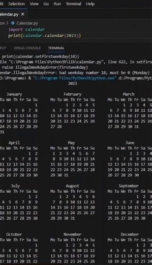 How to make calendar using python #python #coding #shorts
