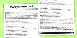 Powerful Verb Worksheet 'Said'