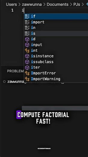 Factorial in One Line | Python math.factorial #shorts