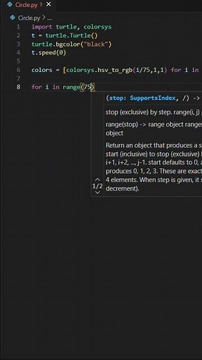 Python project || Colorful Circle using Python || learn python with Biren Codes #coding #python