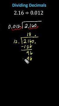 Decimal Division: Decimal Divided by a Decimal (Whole Number Quotient) #decimals #math #maths