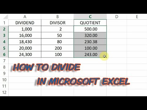 HOW TO DIVIDE IN MICROSOFT EXCEL | DIVISION FORMULA IN EXCEL