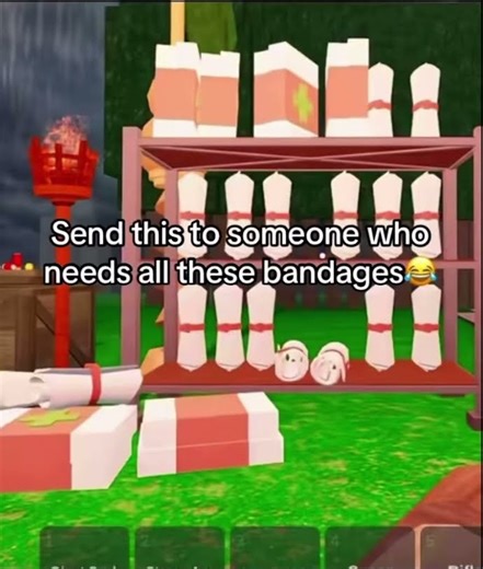 Send this to someone who needs all these bandages 😂 #99nightintheforest #bandages #roblox