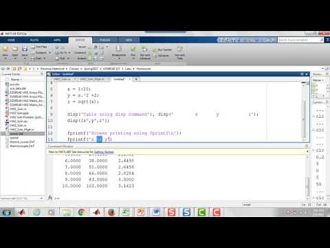 Printing a Table using fprintf in Matlab