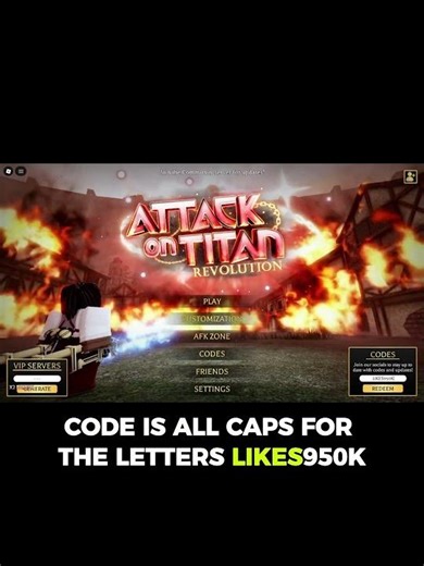 AOT NEW CODE OUT NOW!! #roblox #aotrevolution #codes