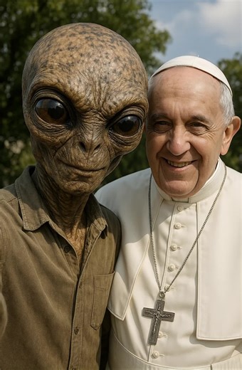 the alien with pope francis.