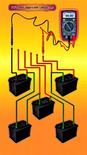Five 12V Battery Series | 12V 24V 36V 48V 60V Adjustable Voltage Test with Multimeter