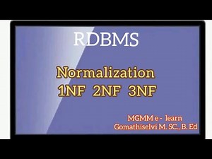 Normalization in RDBMS... tamil