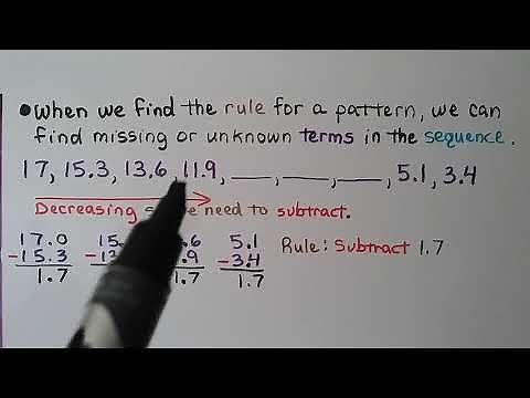 5th Grade Math 3.10, Patterns with Decimals, Sequence & Terms of a Pattern