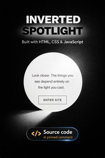 Inverted Spotlight - Built with HTML, CSS & JavaScript | devsQUE Source code in pinned comment #coding #html #css #javascript #reels | devsQUE
