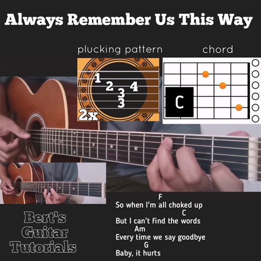 2M views · 16K reactions | Always Remember Us This Way plucking & strumming tutorial FULL | Bert's Guitar Tutorials | Facebook