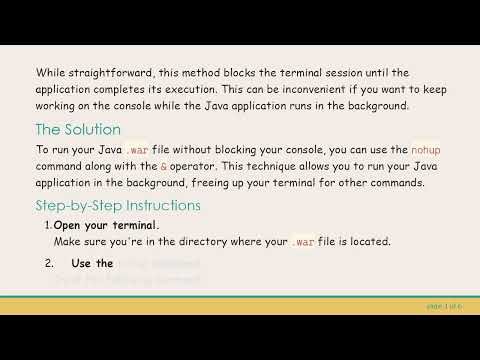 How to Run a Java .war File Without Blocking the Console Process