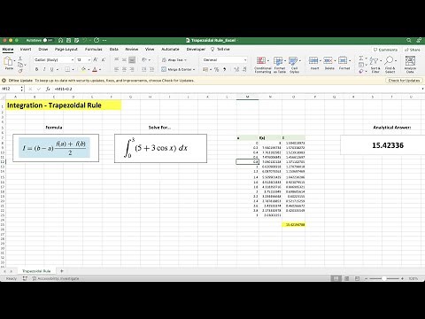 Trapezoidal Rule for Integration in Excel - Numerical Methods