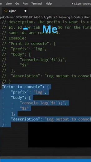 Custom User Snippets in VS Code with C language step by step #programmerd #shorts