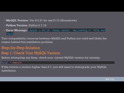 How to Fix the “pip install MySQL-python” Error on macOS: No More “my_config.h” Issues