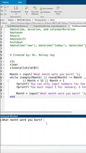 MATLAB: Validated User Input - Month (as a number)