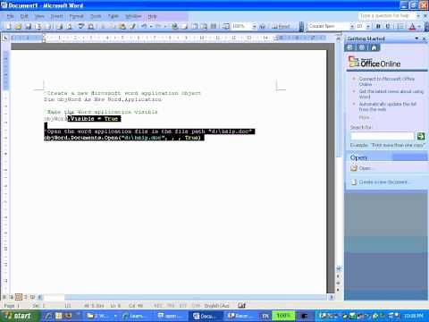 Connecting a word document to a VB application