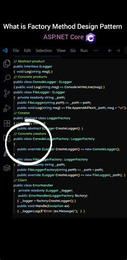 What is Factory Method Design Pattern in .Net Core | coding shorts | interview questions | #coding