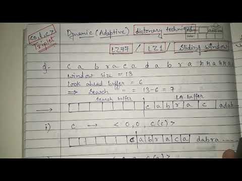 13. lz77 encoding and decoding example | LZ1 ENCODING : adaptive dictionary in data compression