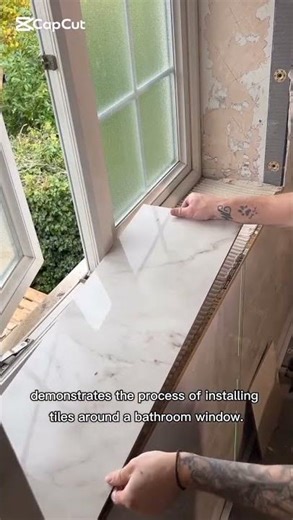 installing tiles around a bathroom window